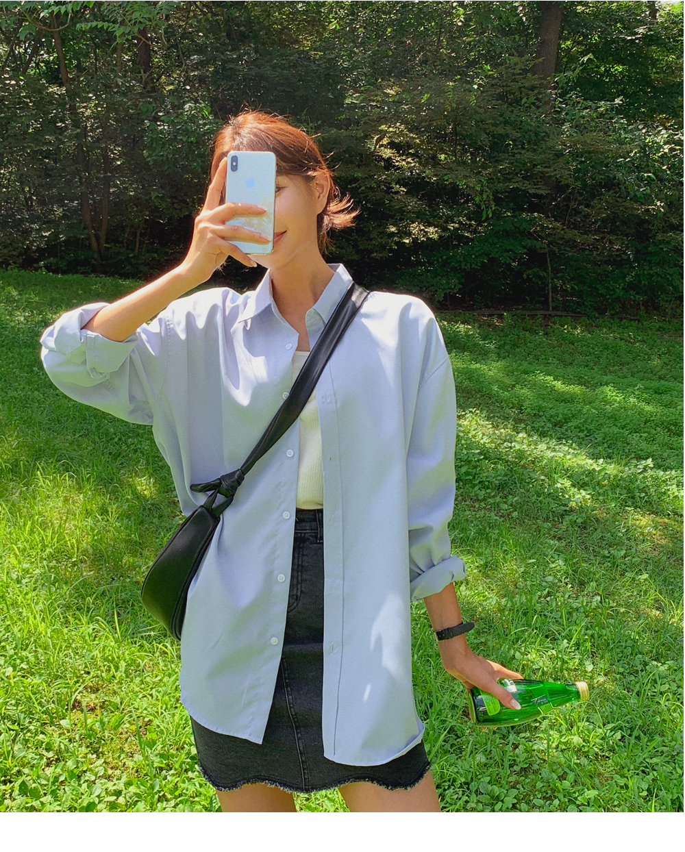 미라운드 히든밴딩 데님스커트