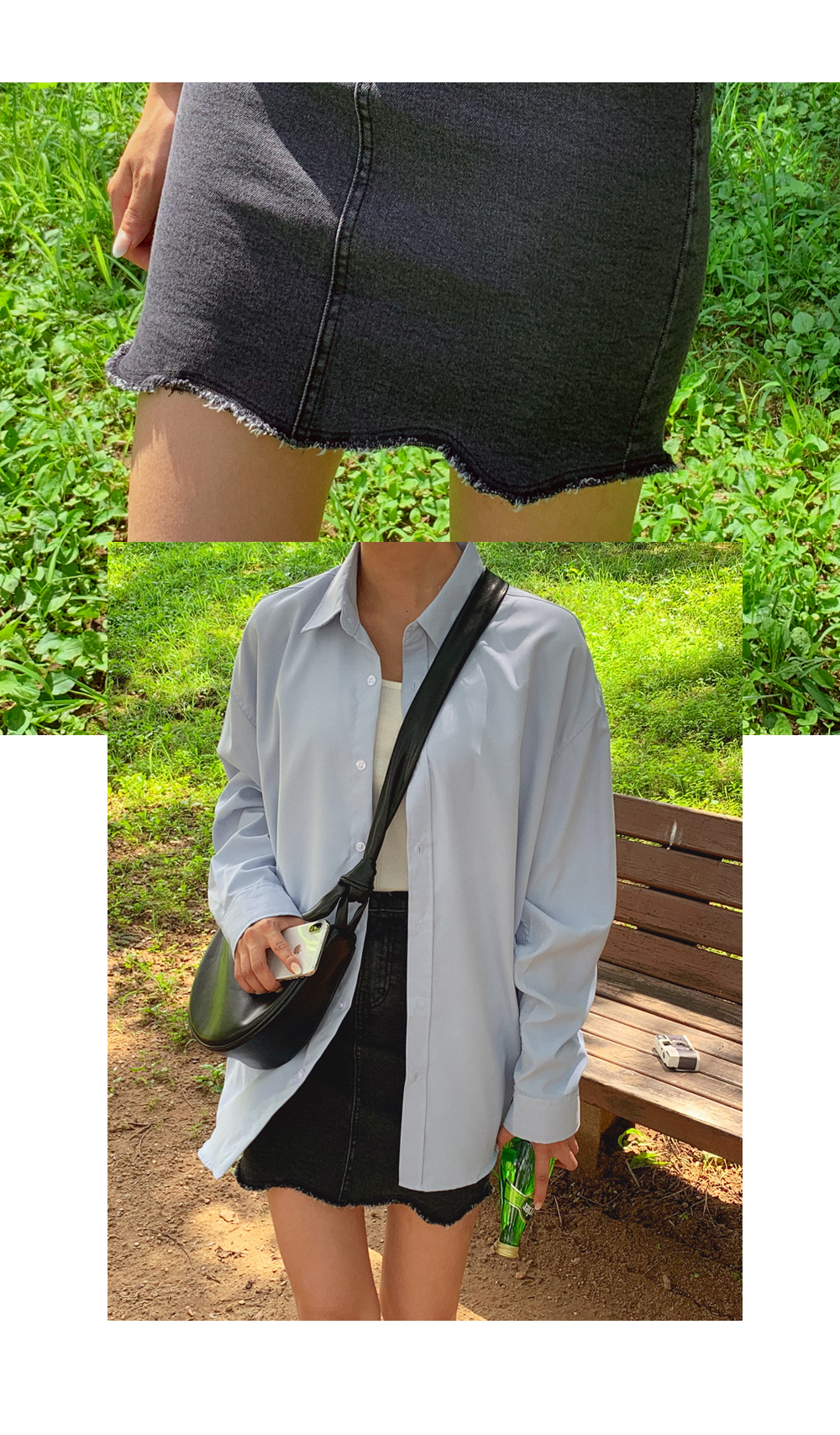 미라운드 히든밴딩 데님스커트