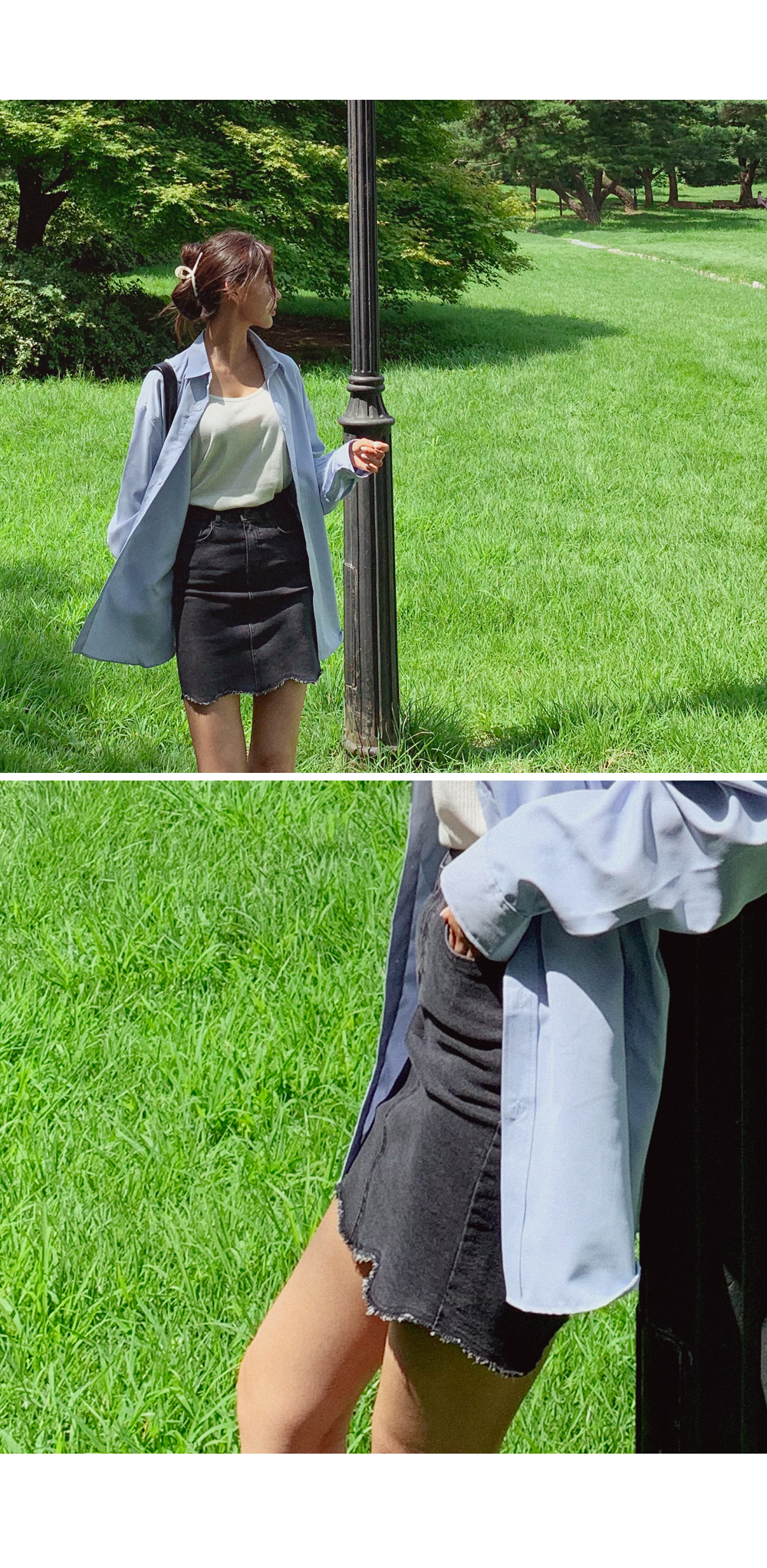 미라운드 히든밴딩 데님스커트