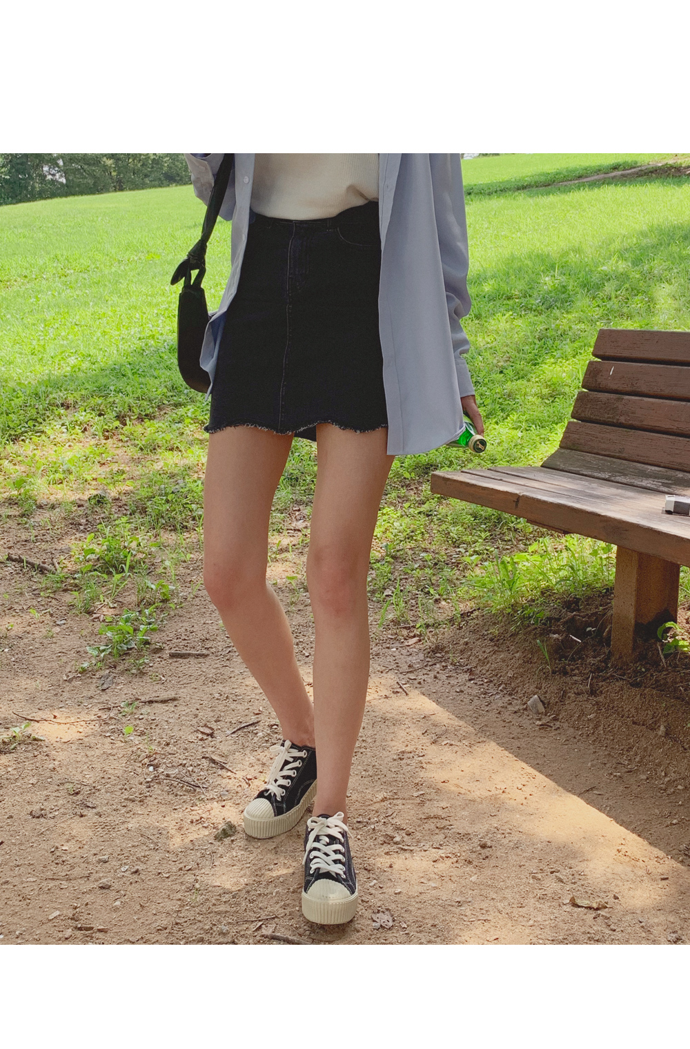 미라운드 히든밴딩 데님스커트